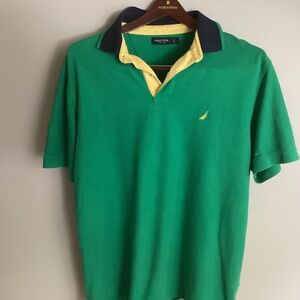 Men’s NAUTICA VINTAGE Green, Blue, Yellow Polo Sz L Short Sleeve